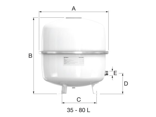 Flamco Membran-Druckausdehnungsgefäß Contraflex 80/1.5 [6bar] weiß R 1"